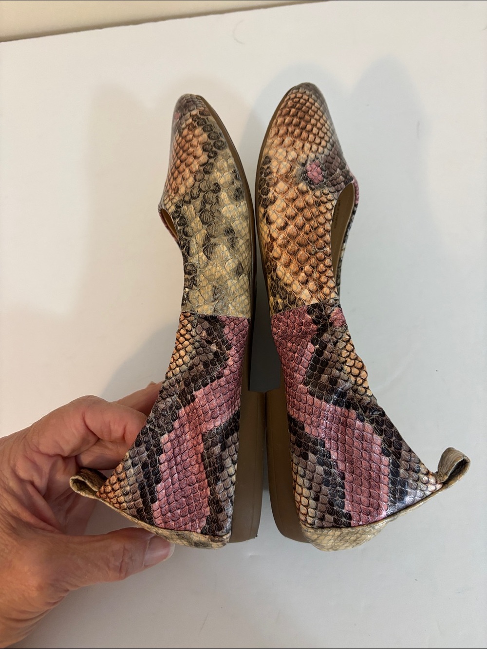 Vince Comuto Leather Snakeskin Ballet Flats Size 7.5 M - Picture 6 of 14
